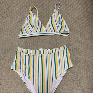 Cupshe ☆ High Waisted Stripe Bikini